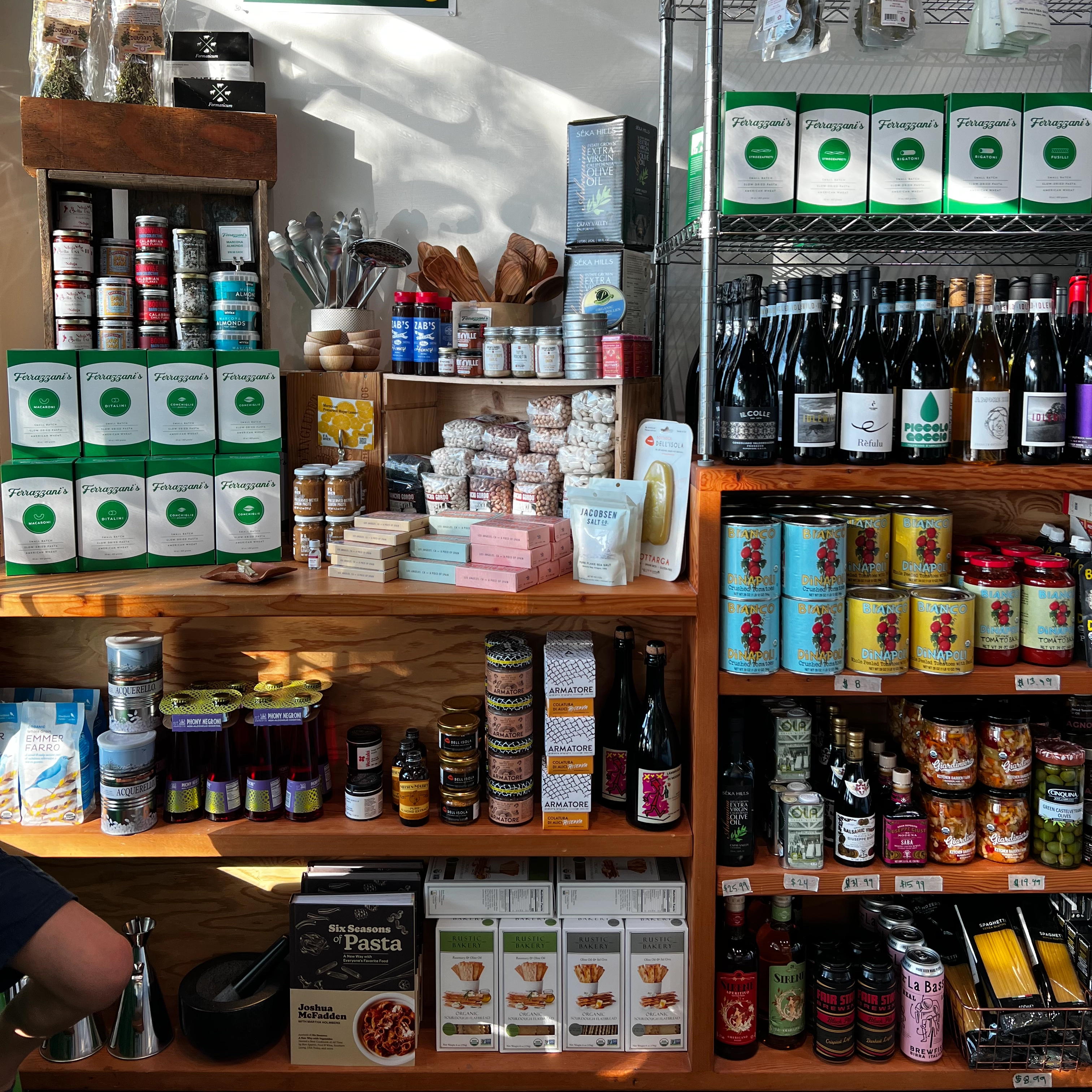 Ferrazzani's Italian market retail shelves